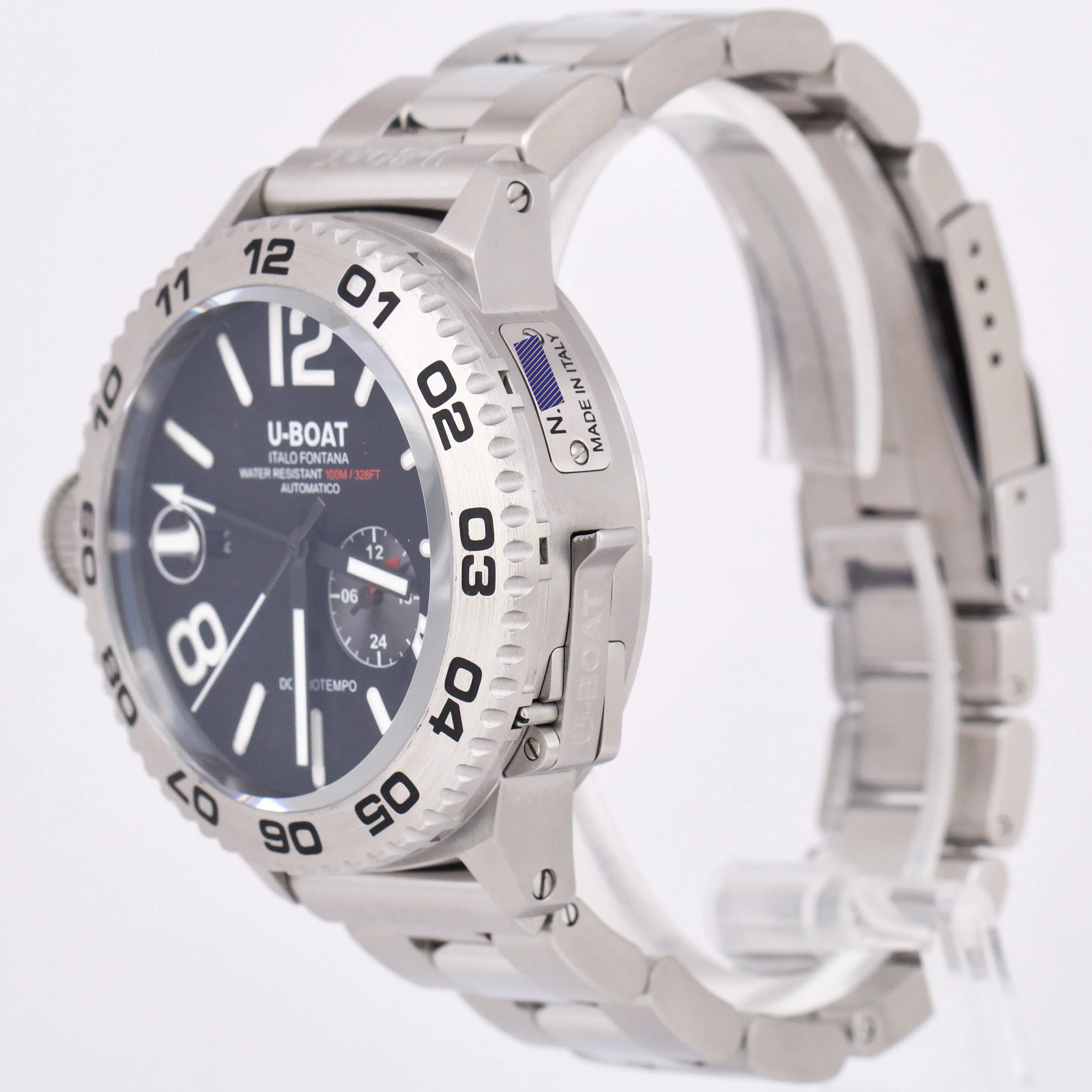 PAPERS U-Boat Italo Fontana DOPPIOTEMPO U-28 Steel Automatic 46mm 9099 Watch B P
