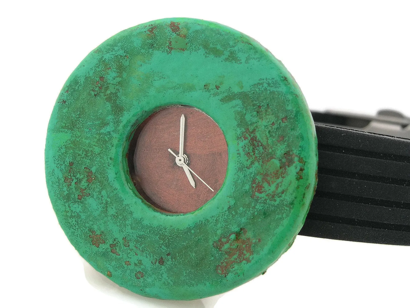 Patina Watch with Antique Copper  Dial Rubber Band
