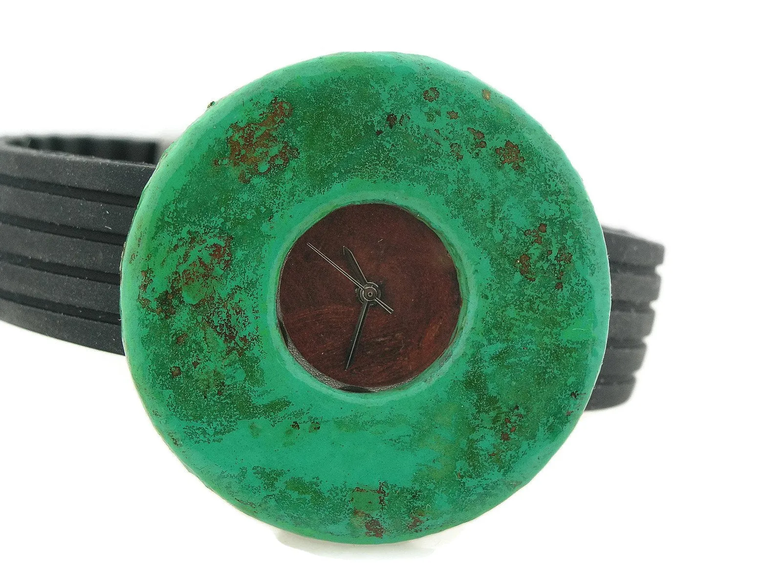 Patina Watch with Antique Copper  Dial Rubber Band