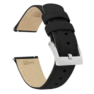 Pebble Smart Watches Sailcloth Quick Release Black Watch Band