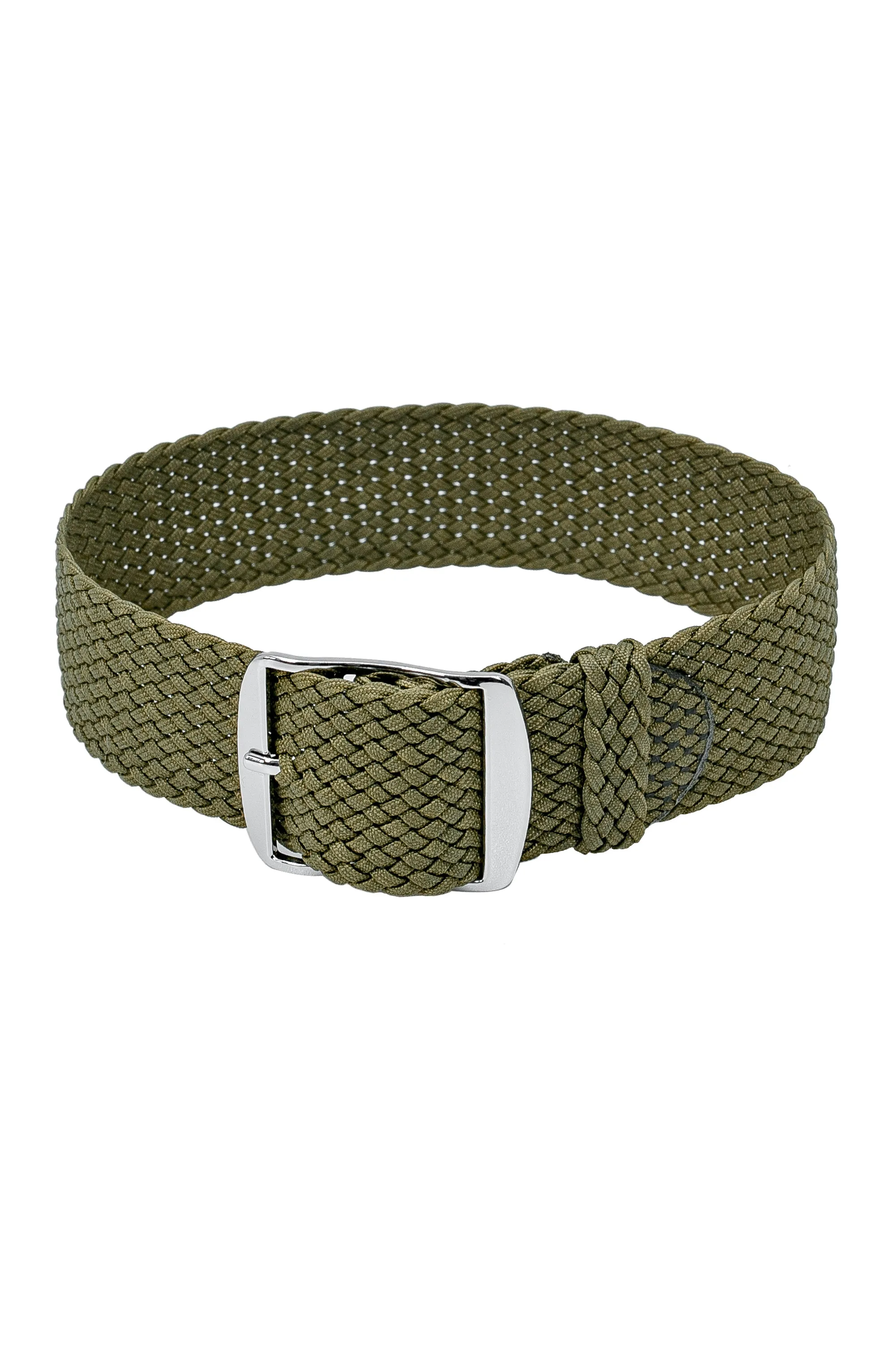 PERLON Braided One Piece Watch Strap & Buckle in MILITARY GREEN