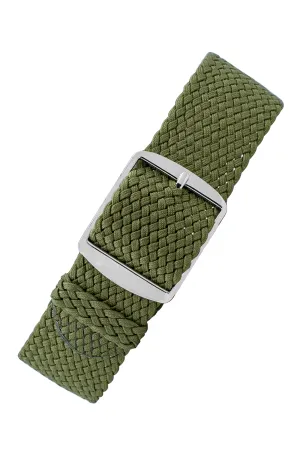 PERLON Braided One Piece Watch Strap & Buckle in MILITARY GREEN