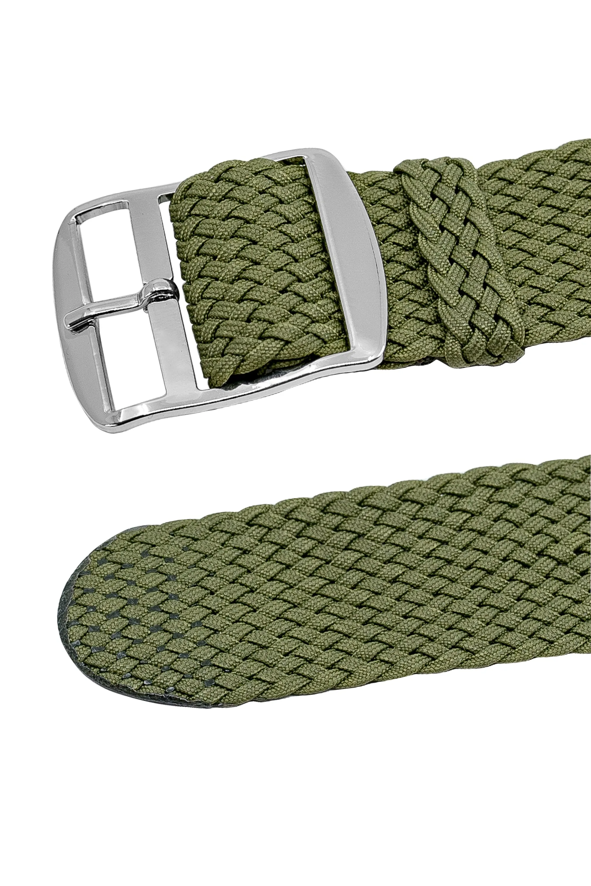 PERLON Braided One Piece Watch Strap & Buckle in MILITARY GREEN