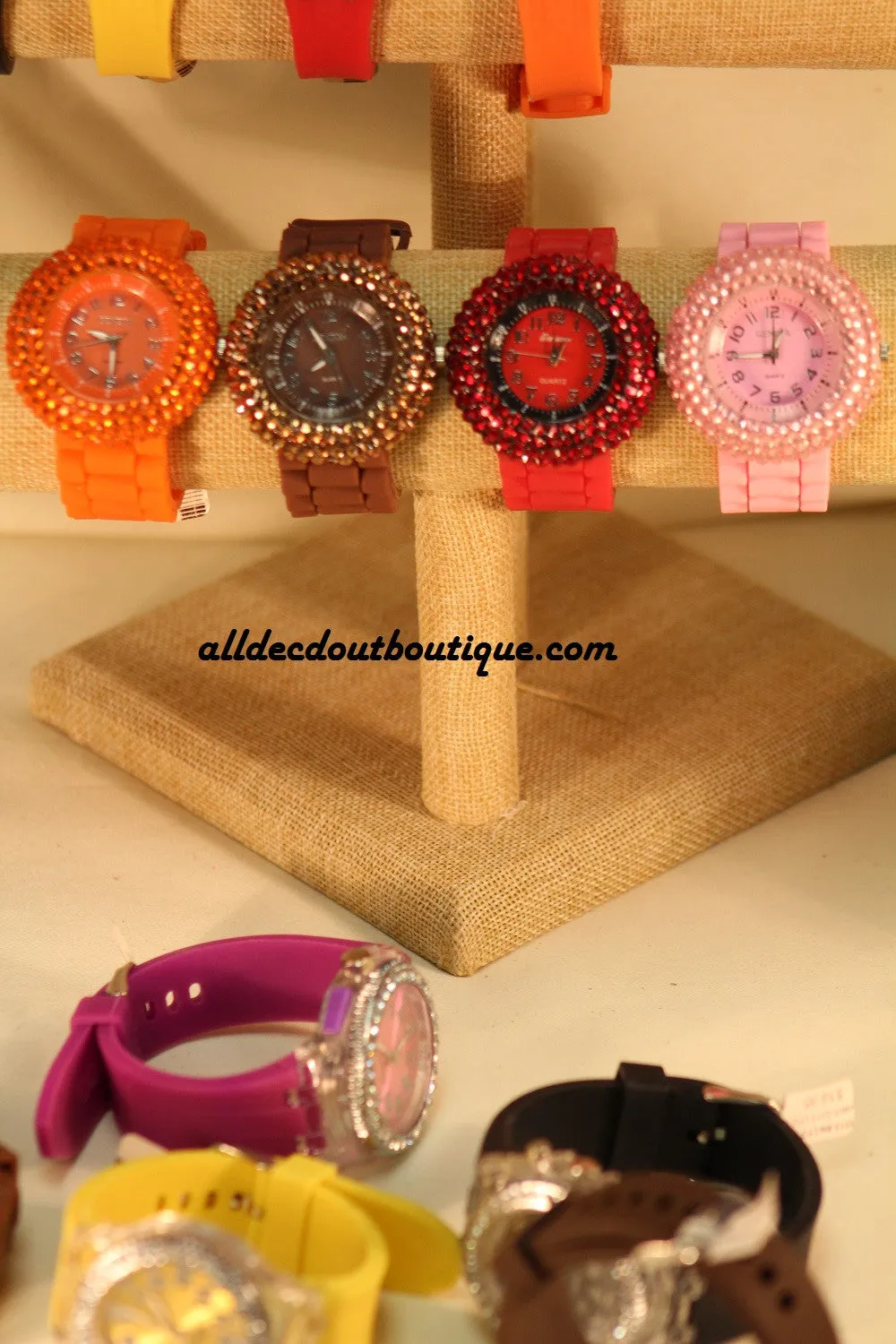 Pink/Pink Rhinestones | Silicone Band