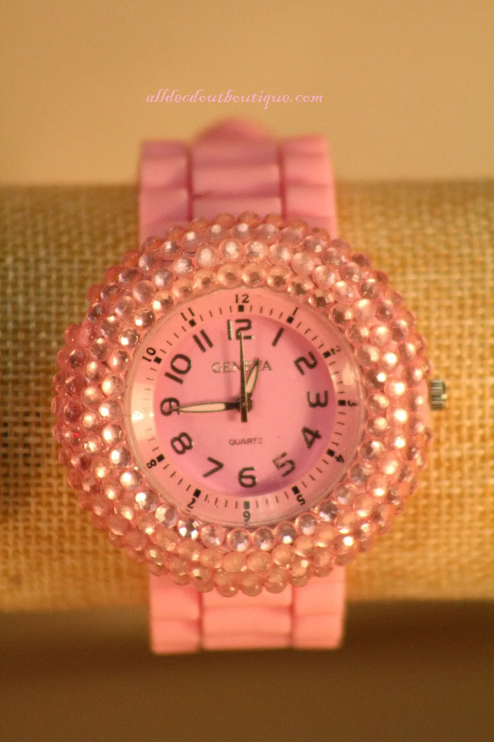 Pink/Pink Rhinestones | Silicone Band