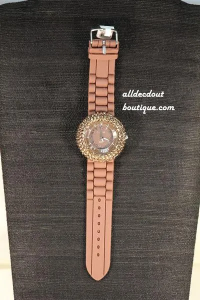 Pink/Pink Rhinestones | Silicone Band