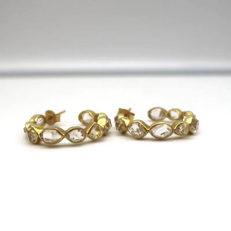 Pippa Small Crystallinity Hoops Herkimer Quartz 18k Gold Earrings
