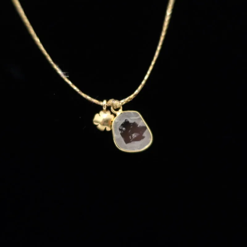 Pippa Small Quartz and 18k Gold Flower Pendant Necklace on Cord
