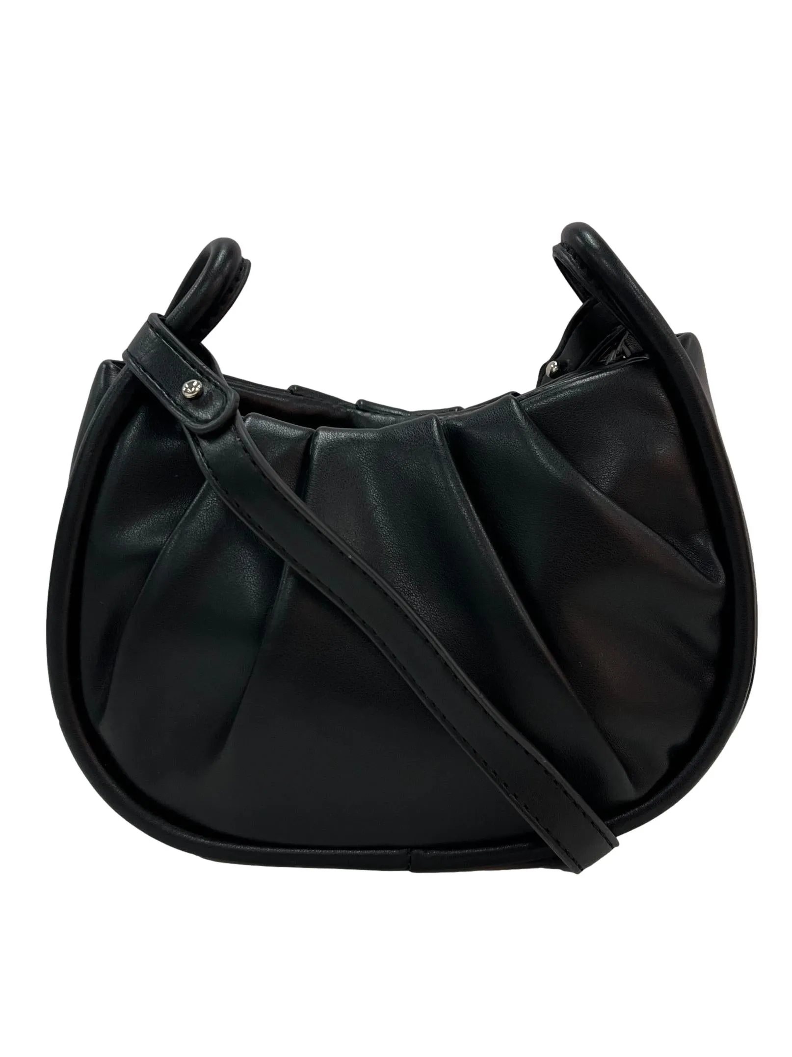 Pleated Detail Crossbody Bag - Black