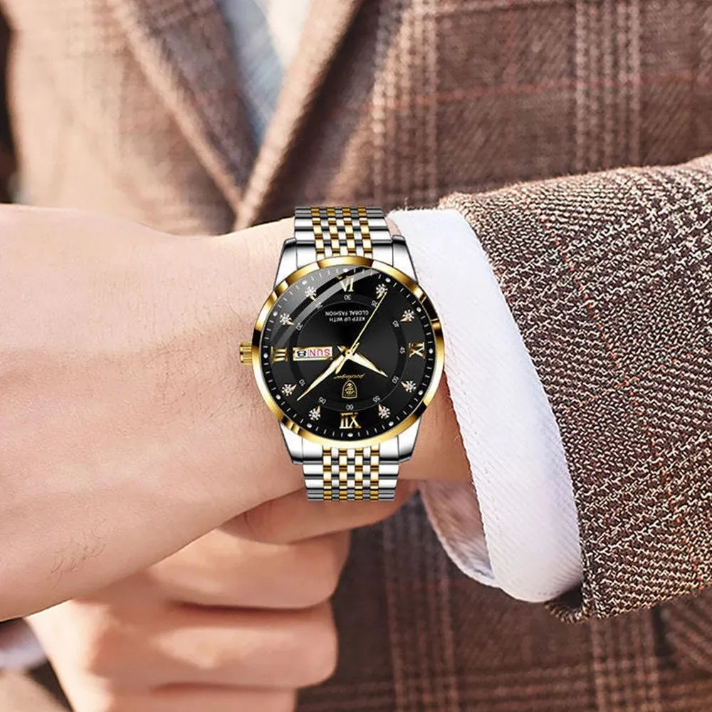POEDAGAR Luxury Brand Sport Watches Mens Fashion Full Steel Quartz Watch
