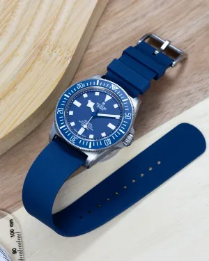 Premium FKM Rubber Single Pass Strap - Hatch Weave - Blue