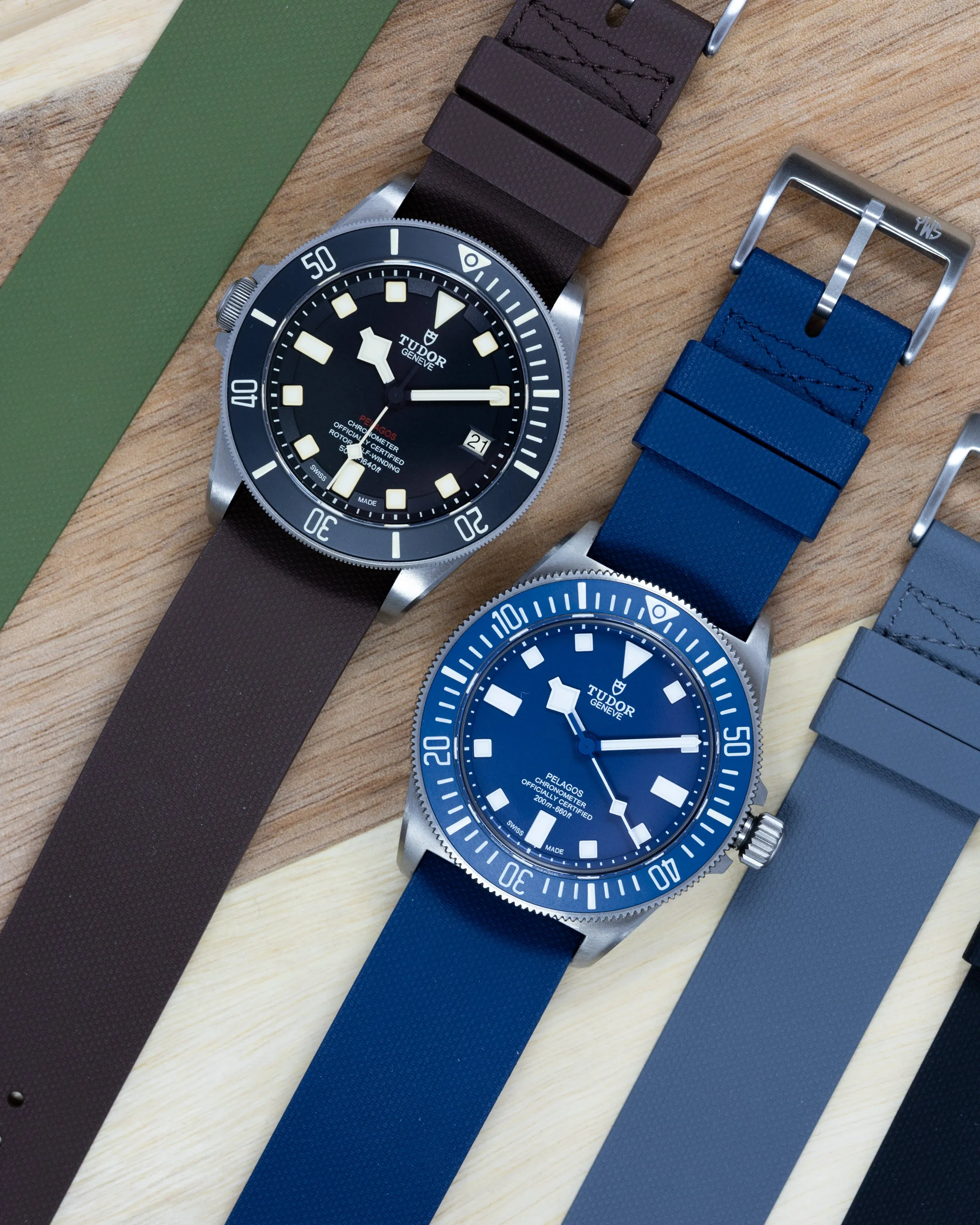 Premium FKM Rubber Single Pass Strap - Hatch Weave - Blue