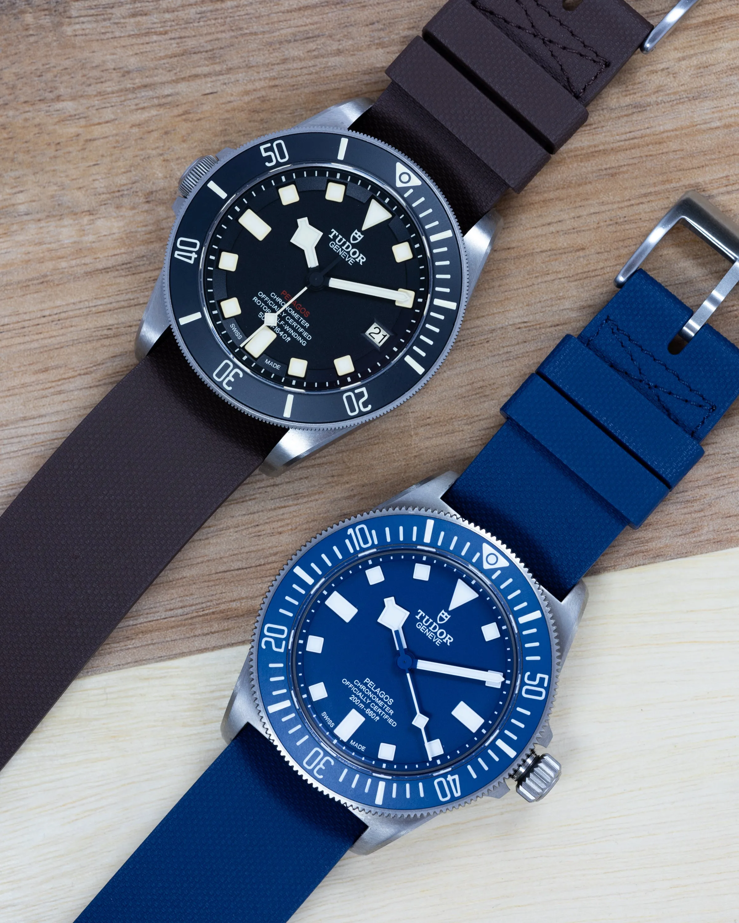 Premium FKM Rubber Single Pass Strap - Hatch Weave - Blue