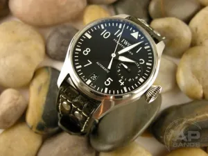 Prototipo Capolavoro Vintage Military Green Alligator Leather Tang Strap For IWC Big Pilot, Stowa, Debaufre