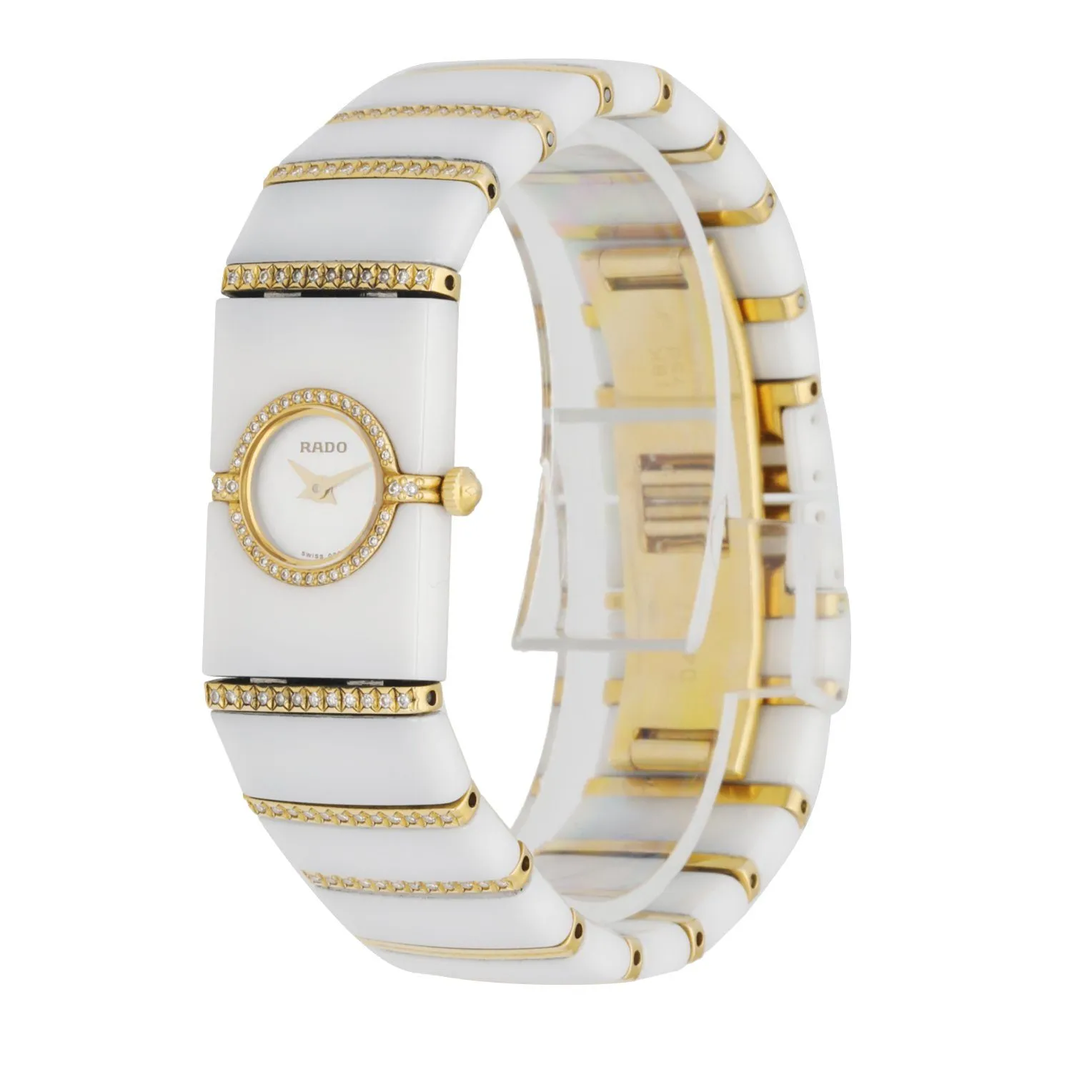 Rado 963.0428.3 Ceramic & 18K Yellow Gold W/Diamonds Ladies Watch