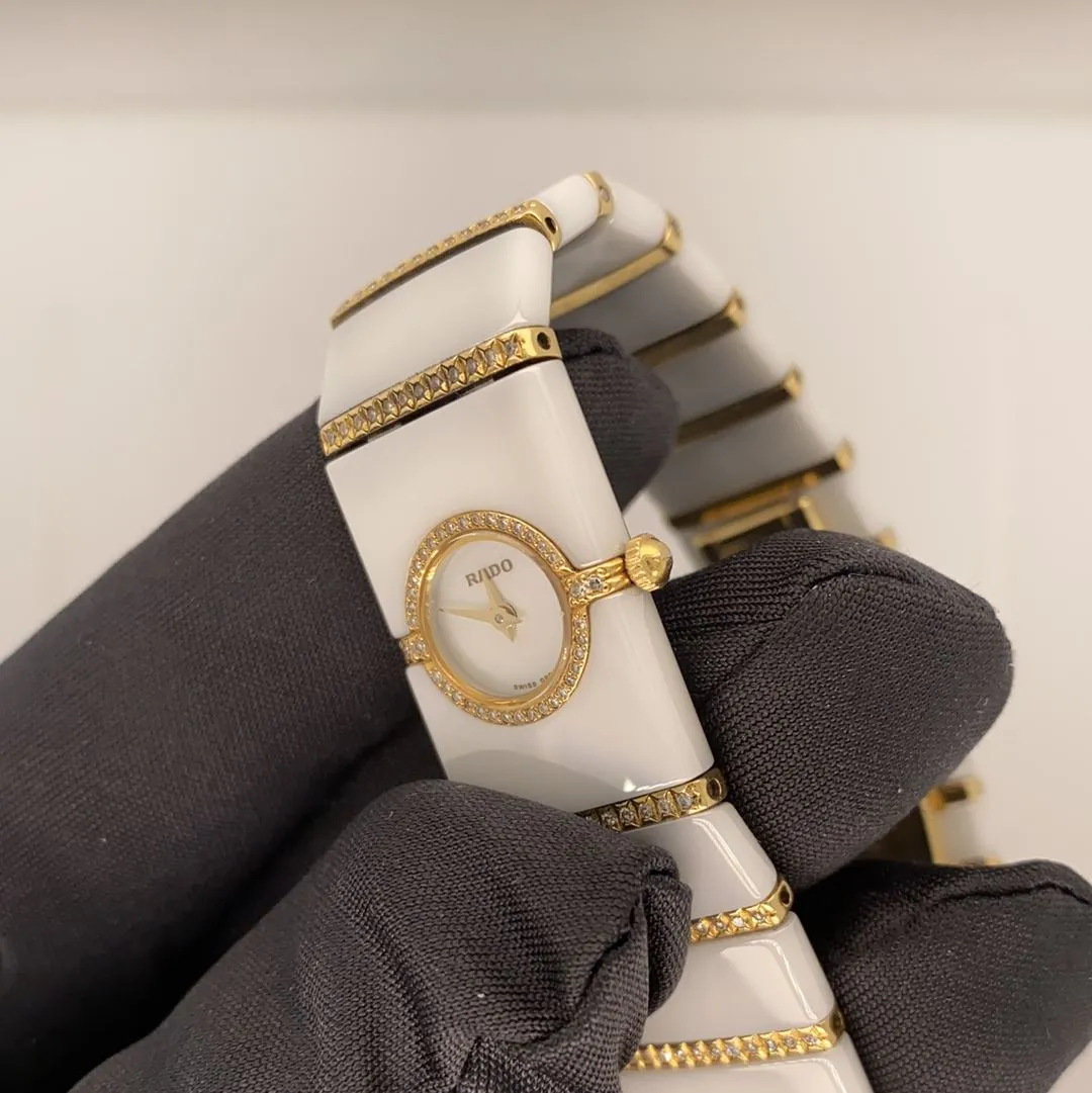 Rado 963.0428.3 Ceramic & 18K Yellow Gold W/Diamonds Ladies Watch