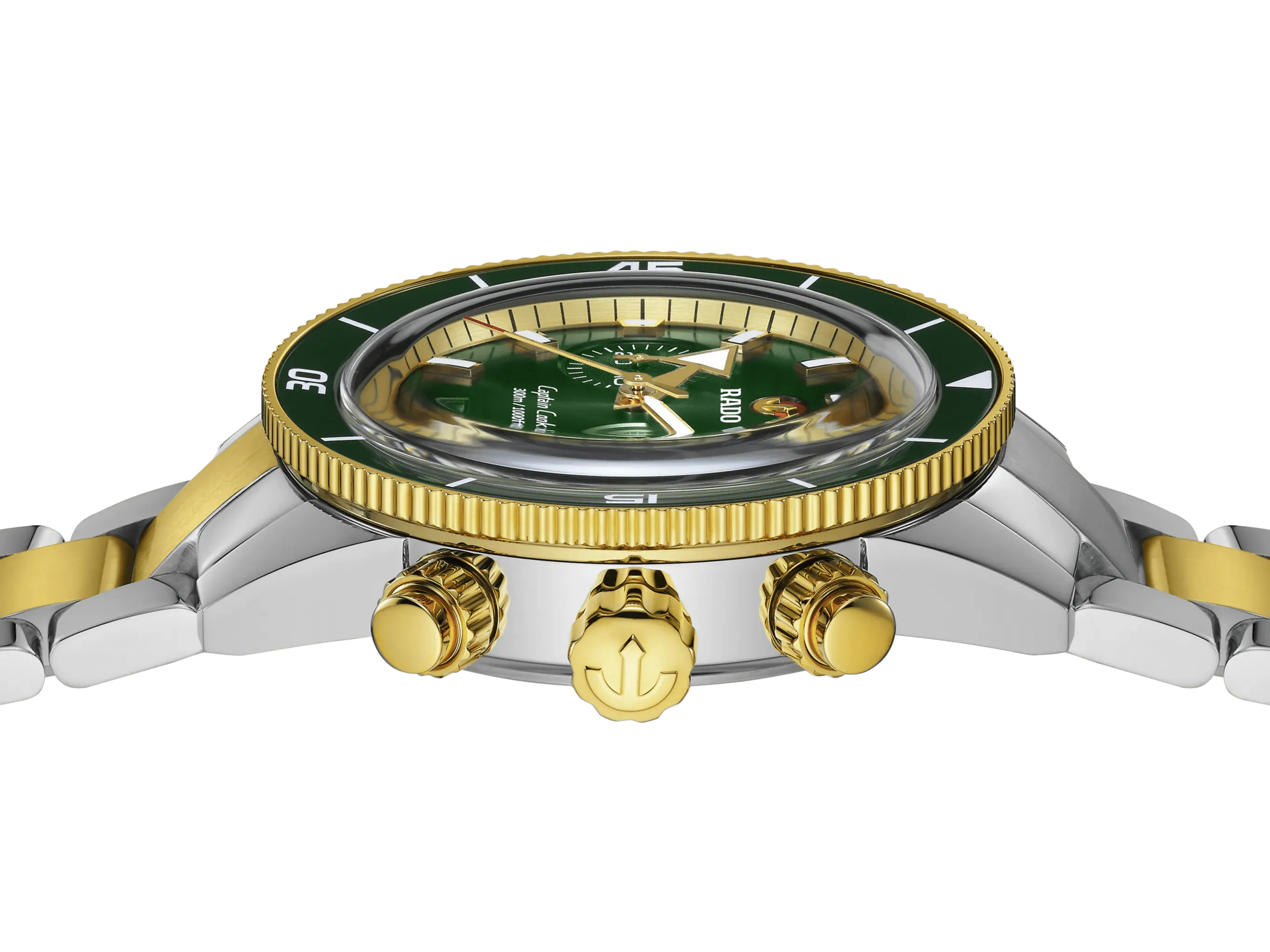 RADO Captain Cook Automatic Chronograph 43mm Green-Yellow Gold Men's Watch R32151318