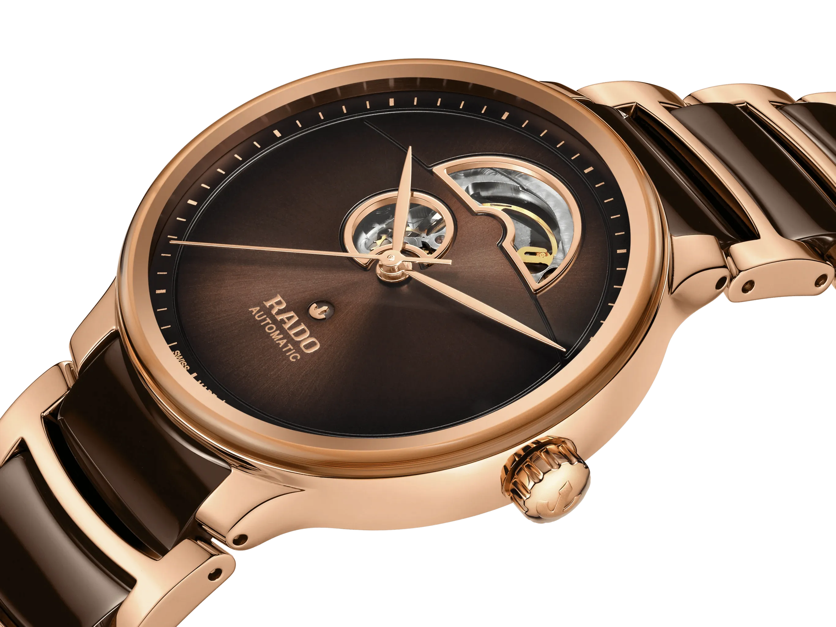 RADO Centrix Automatic Open Heart 39.5mm Brown-Rose Gold Men's Watch R30013302