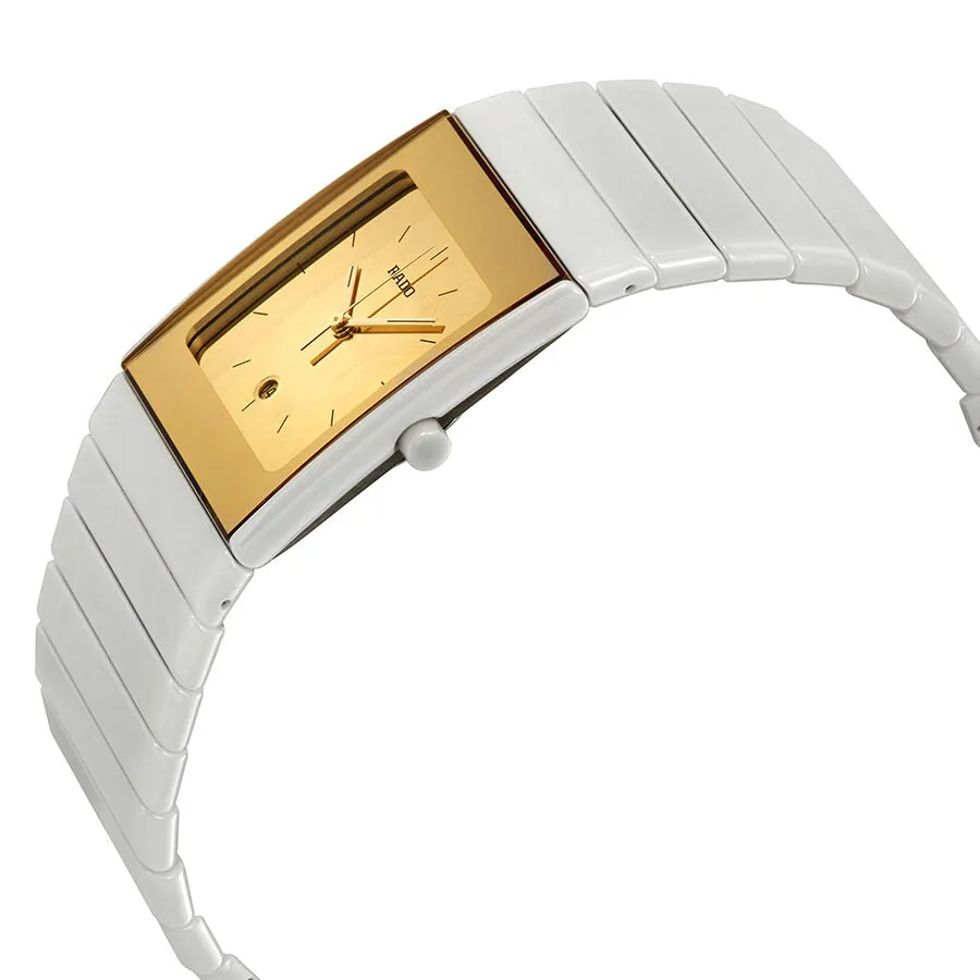 Rado Ceramica Gold Dial White Ceramic Ladies Watch R21709252