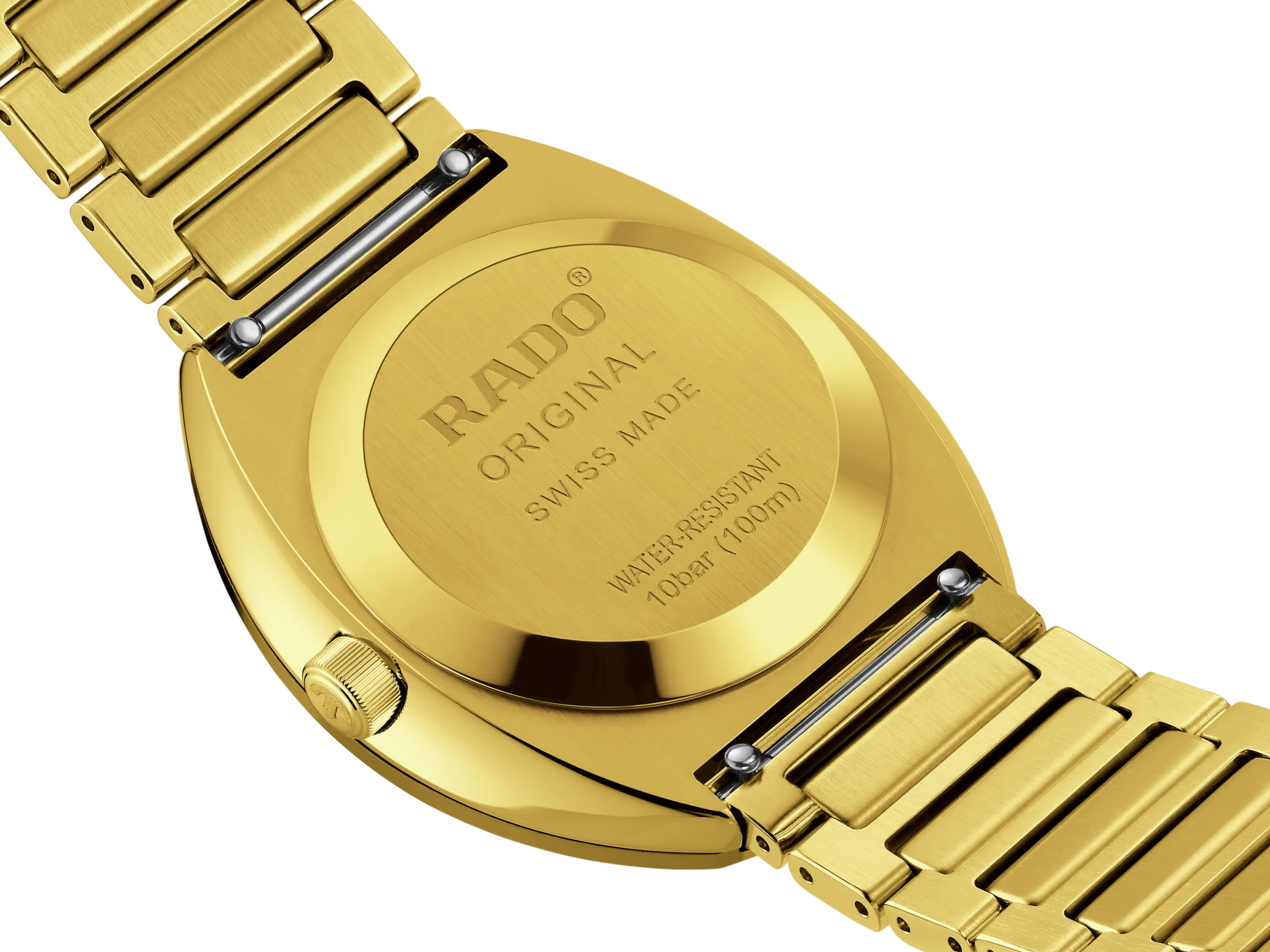 Rado DiaStar Original 38mm Pattern Dial Yellow Gold PVD Men's Watch R12161633