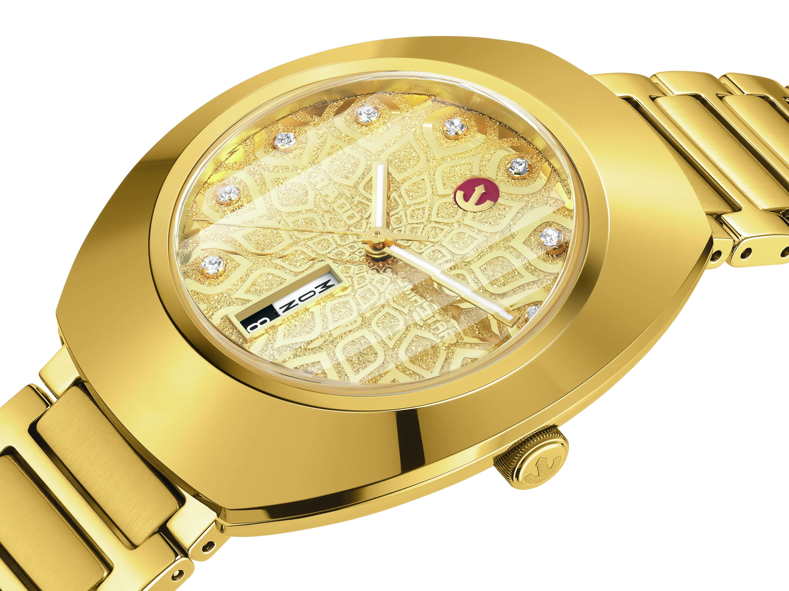 Rado DiaStar Original 38mm Pattern Dial Yellow Gold PVD Men's Watch R12161633