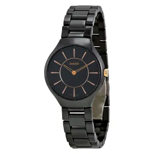 Rado True Thinline Black Ceramic Ladies Watch R27742152