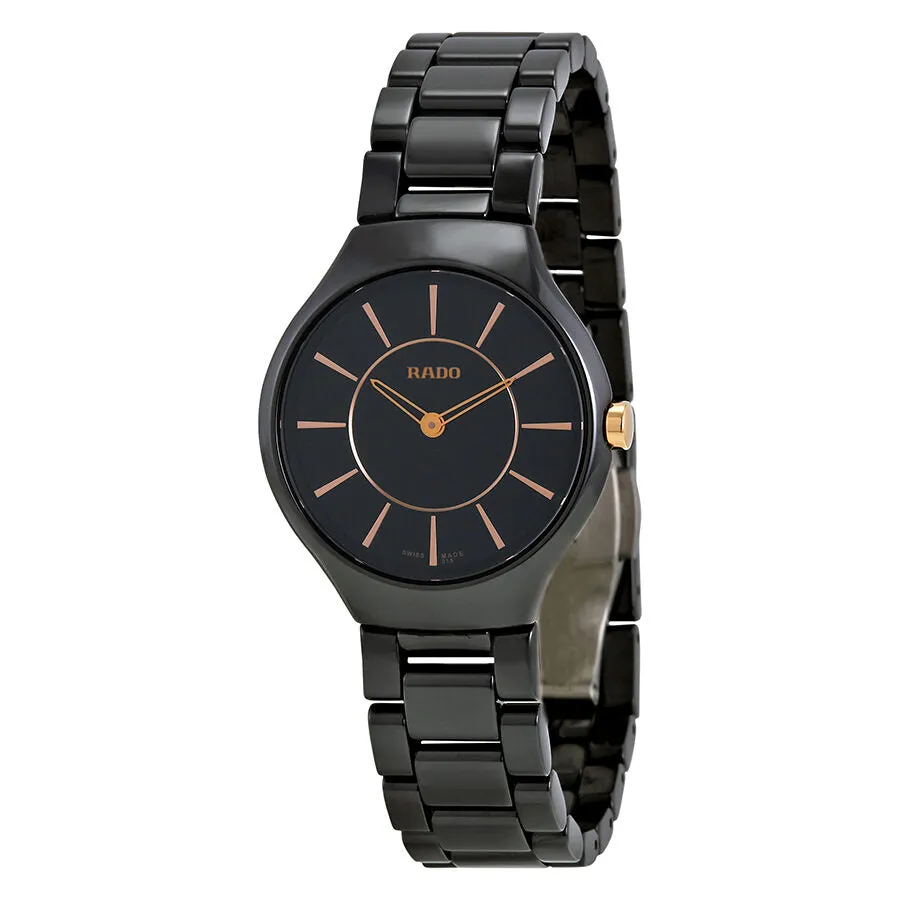 Rado True Thinline Black Ceramic Ladies Watch R27742152