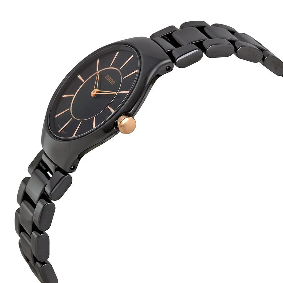 Rado True Thinline Black Ceramic Ladies Watch R27742152