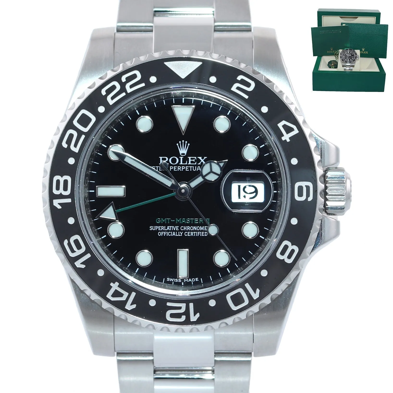 Random Serial Rolex GMT Master II 116710 Steel Ceramic Black Dial 40mm Watch Box