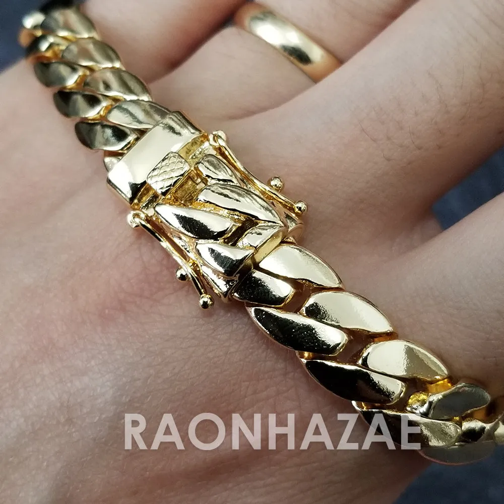 Raonhazae Hip Hop Iced Lab Diamond Black Face Drake 14K Gold Plated Watch with Miami Cuban Chain Set - GTX004