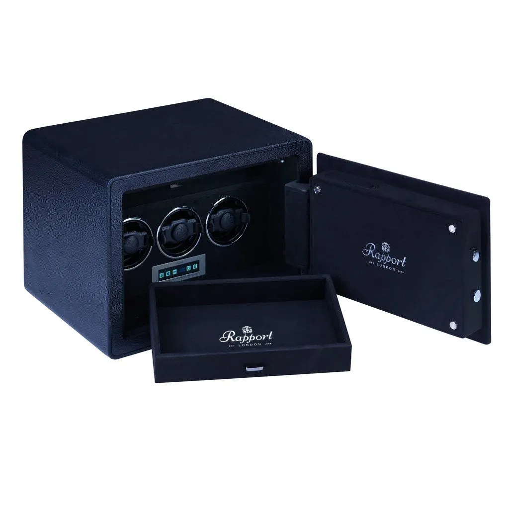Rapport - Savoy Watch Winder Safe in Black Leather | W651