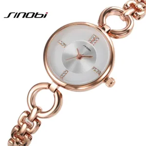 Relojes mujer 2017 Luxury Rose Gold clock female Quartz Women Watches Ladies Silver Dress girl Bracelet Wristwatch Sinobi Brand