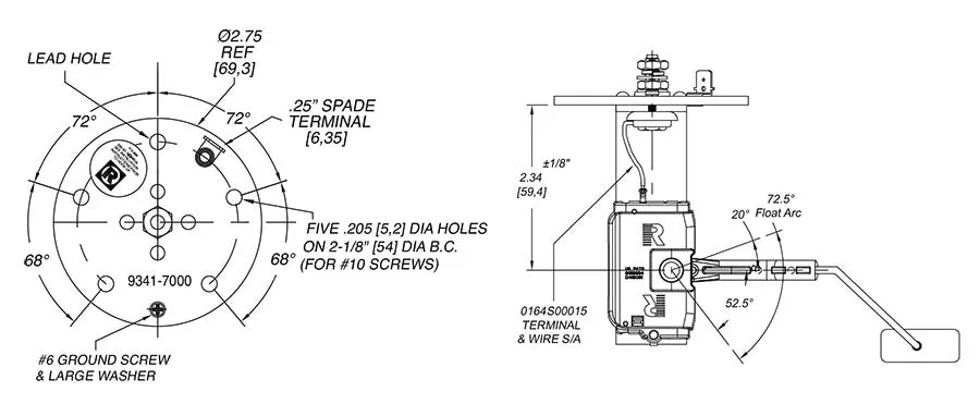 Rochester Gauges 9341-A7000 Sending Unit (9341-7000, 8341-70, 9341-7015)