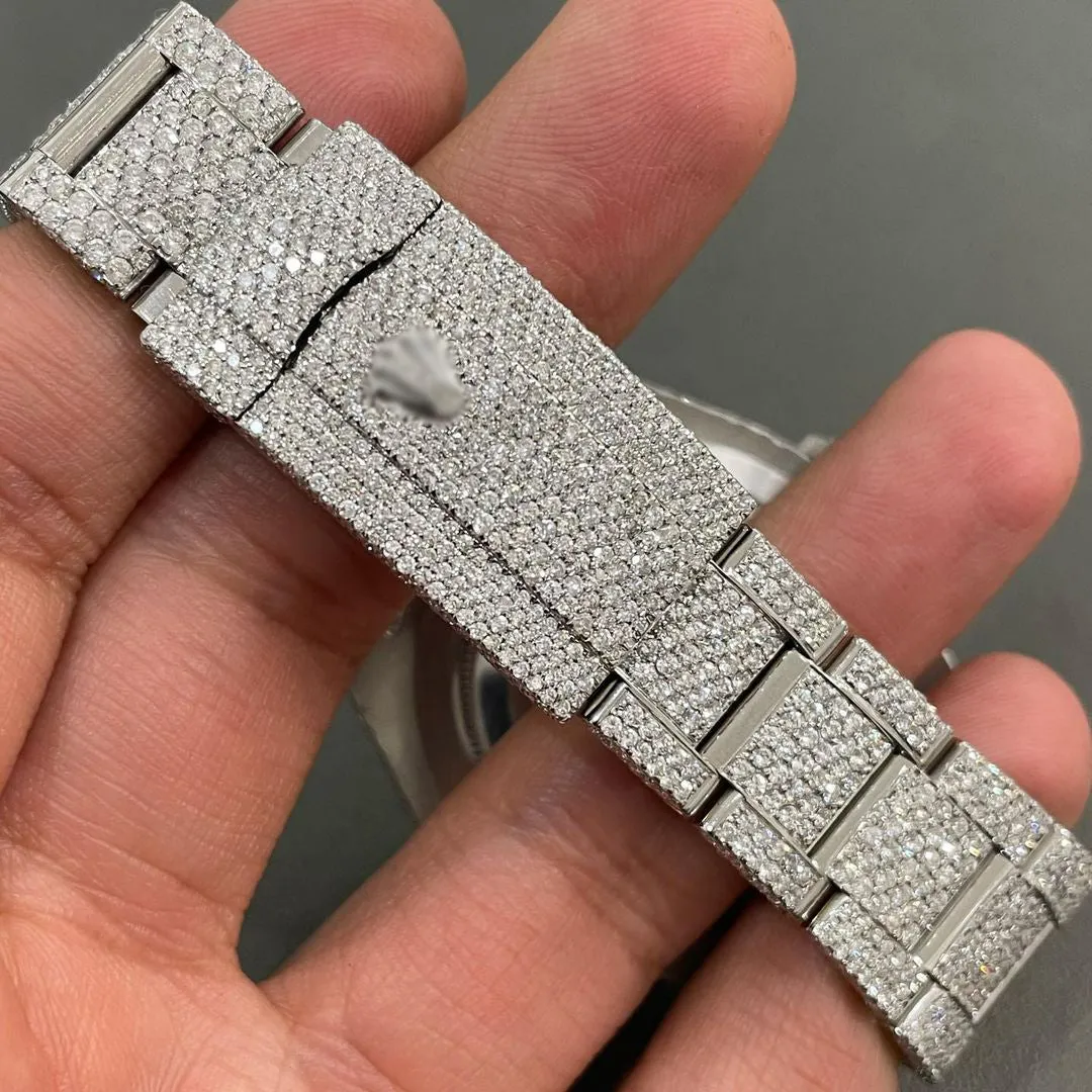 Rolex Date-Just Moissanite Diamond Watch | Iced Out Moissanite Watch W 82