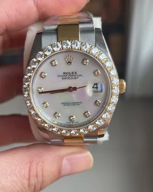 Rolex Date-Just Moissanite Diamond Watch  W 264