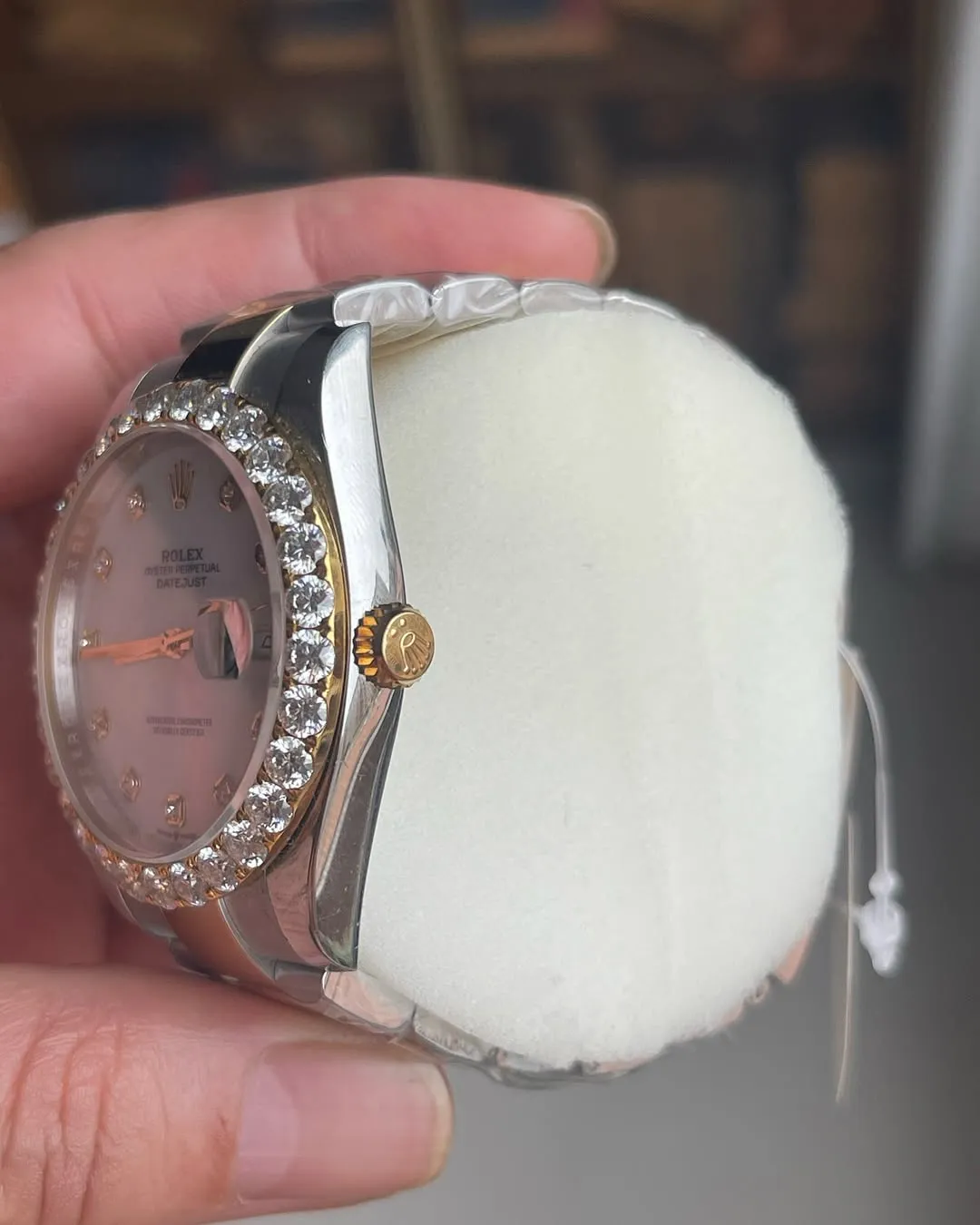 Rolex Date-Just Moissanite Diamond Watch  W 264