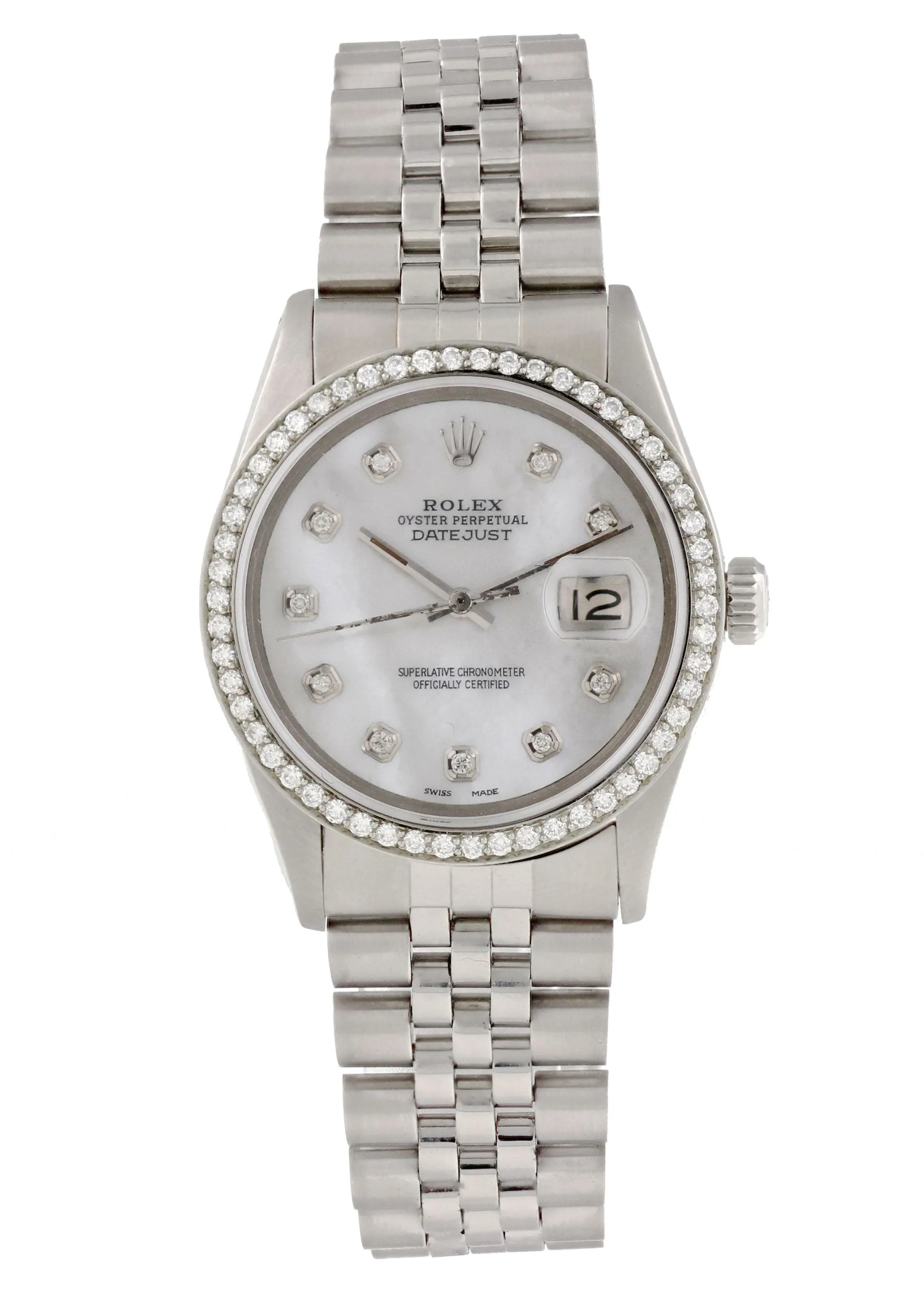 Rolex Datejust 16030 Diamond Dial And Bezel Mens Watch