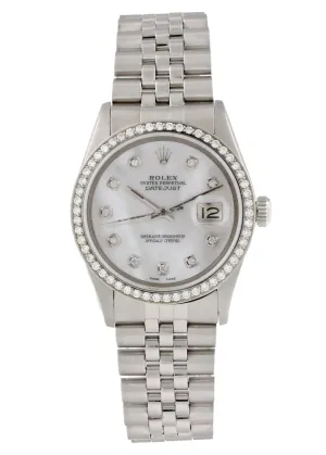 Rolex Datejust 16030 Diamond Dial And Bezel Mens Watch