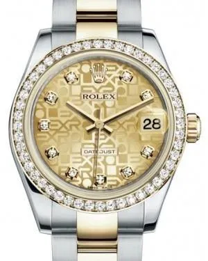 Rolex Datejust 31 Lady Midsize Yellow Gold/Steel Champagne Jubilee Diamond Dial & Diamond Bezel Oyster Bracelet 178383