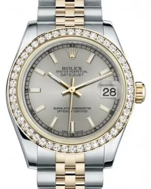 Rolex Datejust 31 Lady Midsize Yellow Gold/Steel Silver Index Dial & Diamond Bezel Jubilee Bracelet 178383
