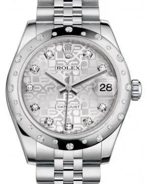 Rolex Datejust 31mm Lady Midsize White Gold/Steel Silver Jubilee Diamond Dial & Diamond Set Domed Bezel Jubilee Bracelet 178344 - NEW