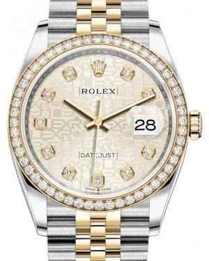 Rolex Datejust 36 Yellow Gold/Steel Silver Jubilee Diamond Dial & Diamond Bezel Jubilee Bracelet 126283RBR