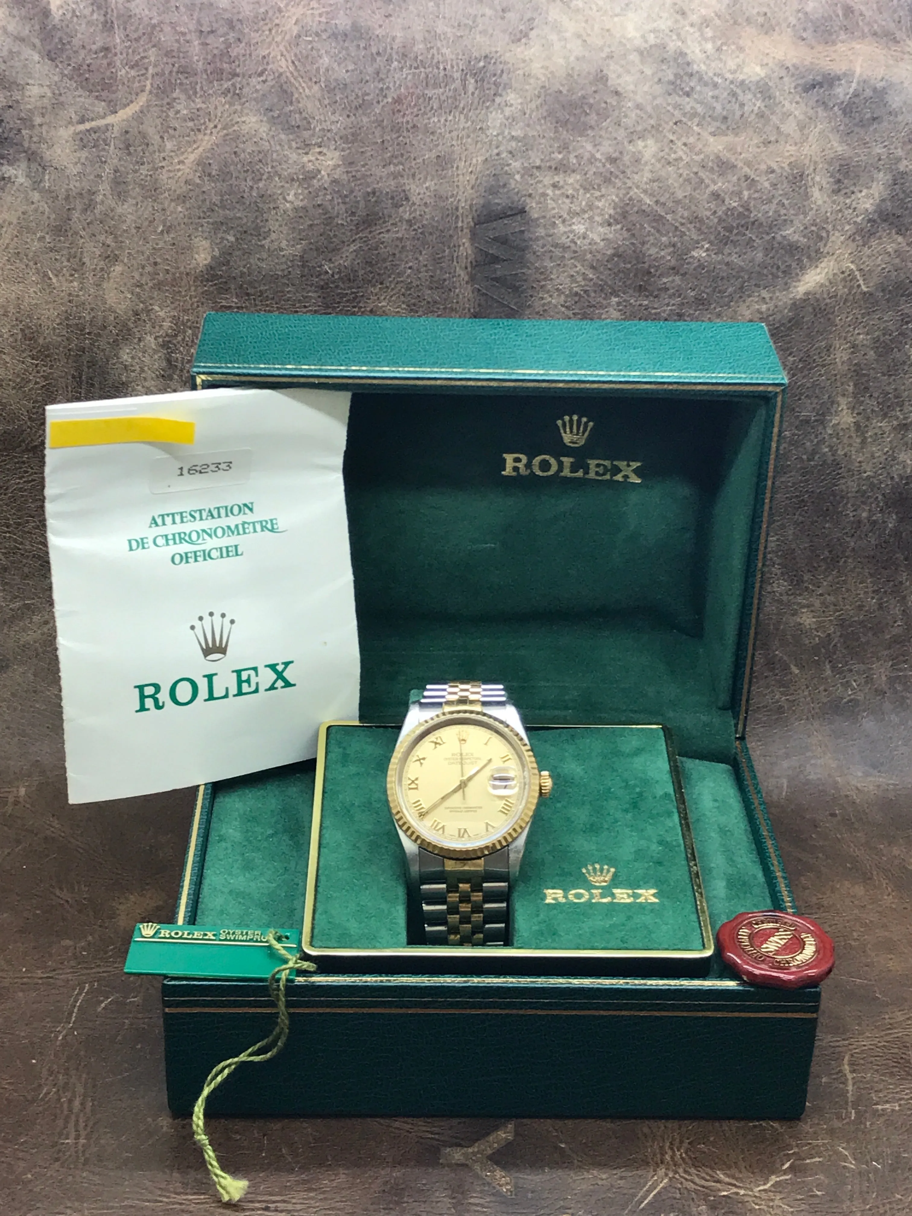 Rolex Datejust 36mm 16233 Champagne Roman Dial Automatic Watch