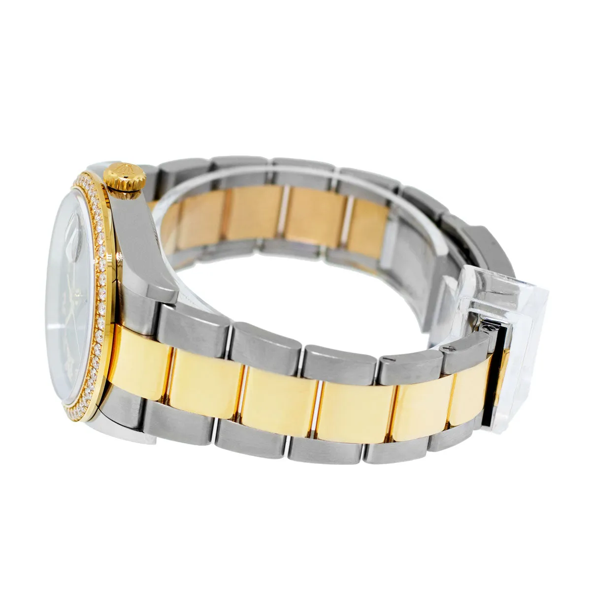 Rolex Datejust 36mm Yellow Gold & Steel Olive Green Roman Dial & Diamond Bezel 126283RBR