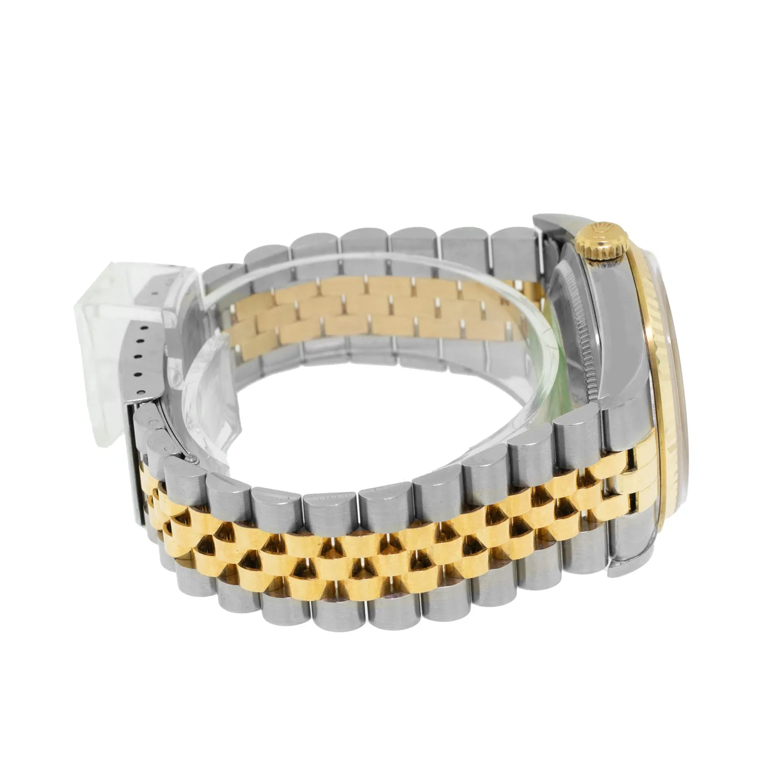 Rolex Datejust 36mm Yellow Gold Steel Champagne Roman Dial Fluted Bezel 16233