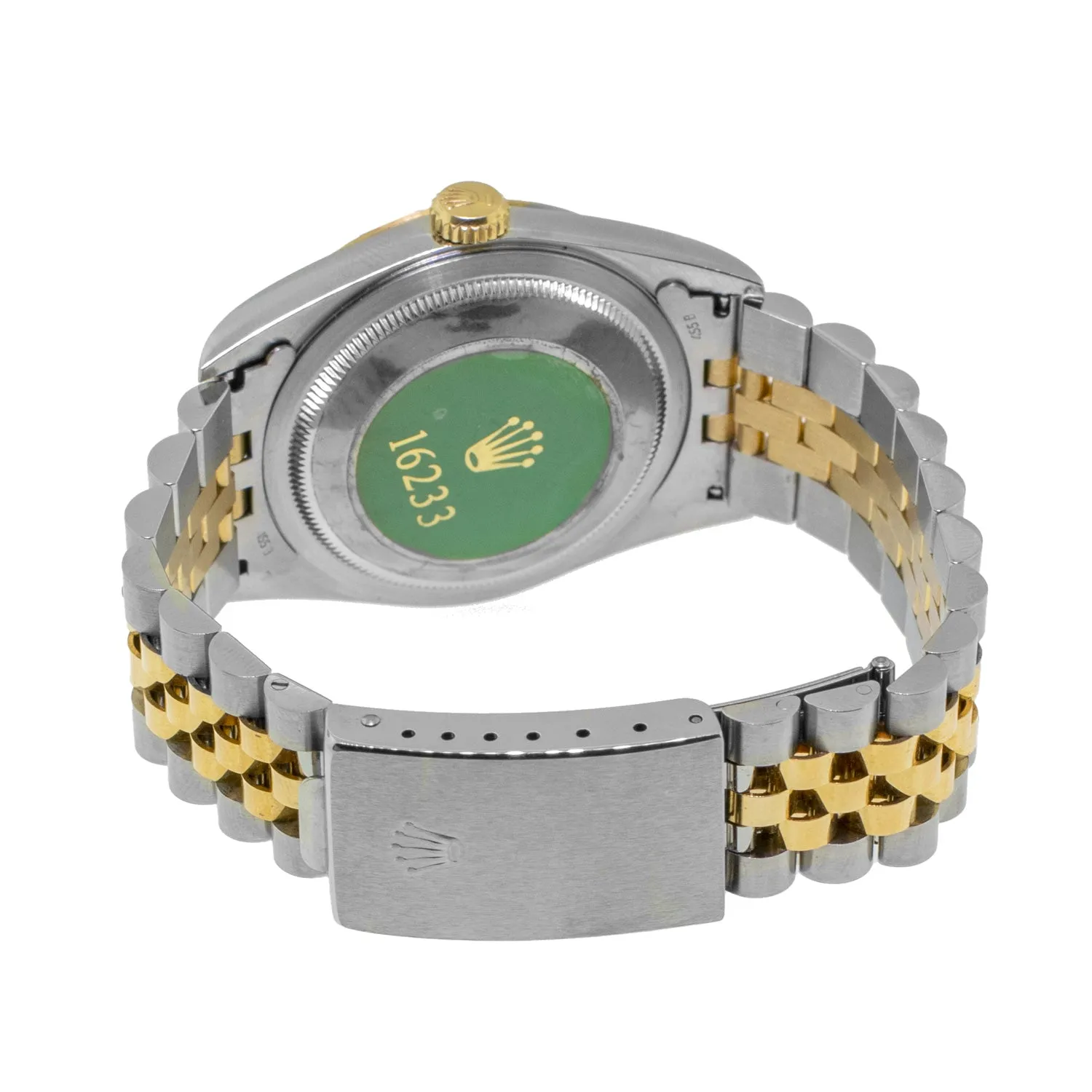 Rolex Datejust 36mm Yellow Gold Steel Champagne Roman Dial Fluted Bezel 16233
