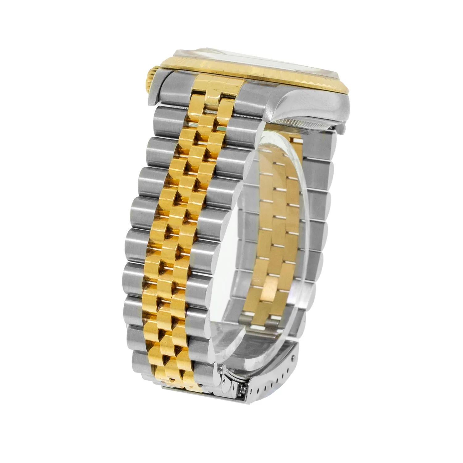 Rolex Datejust 36mm Yellow Gold Steel Champagne Roman Dial Fluted Bezel 16233