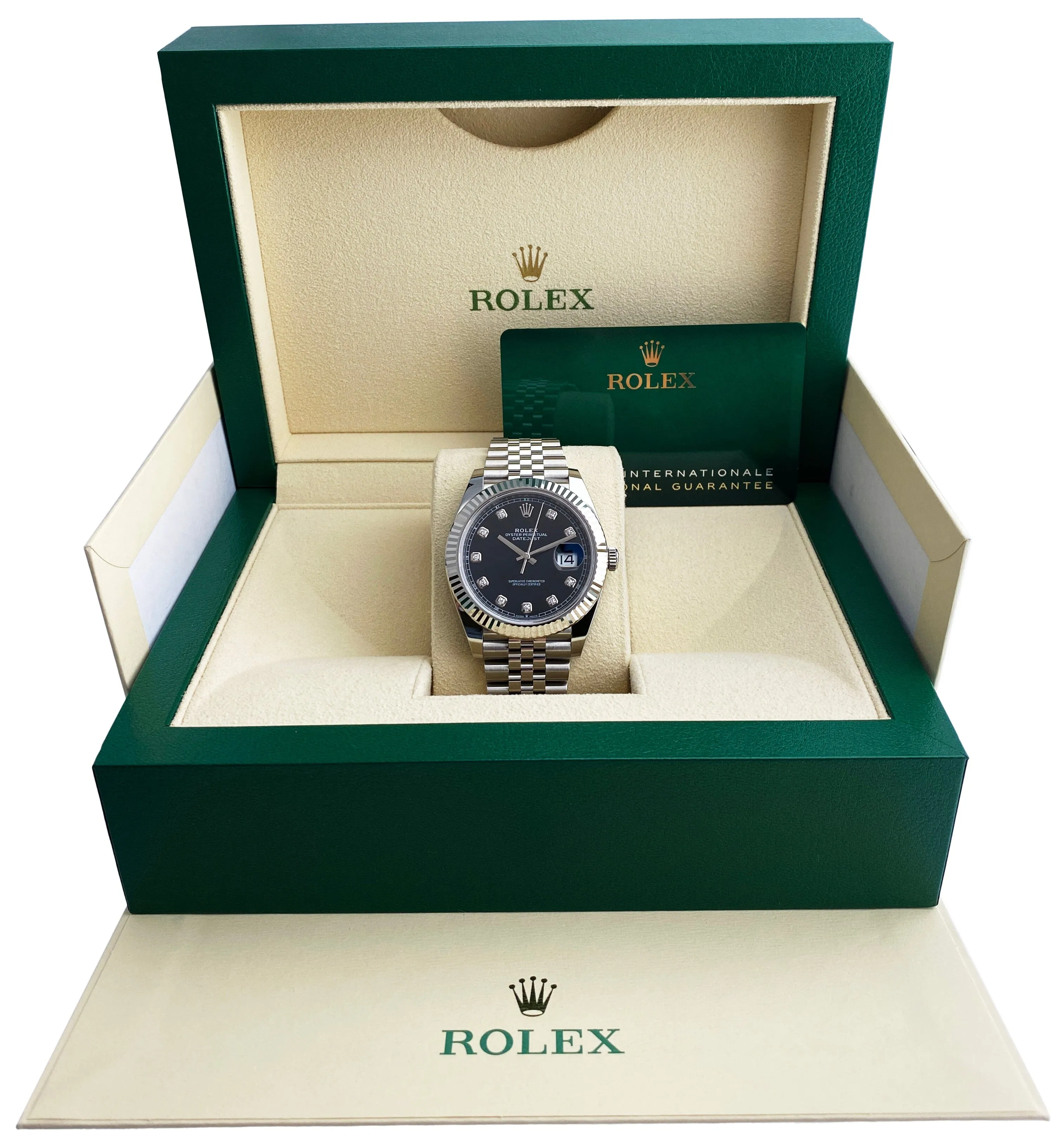 Rolex Datejust 41 126334 Black Diamond Dial Mens Watch Box Papers
