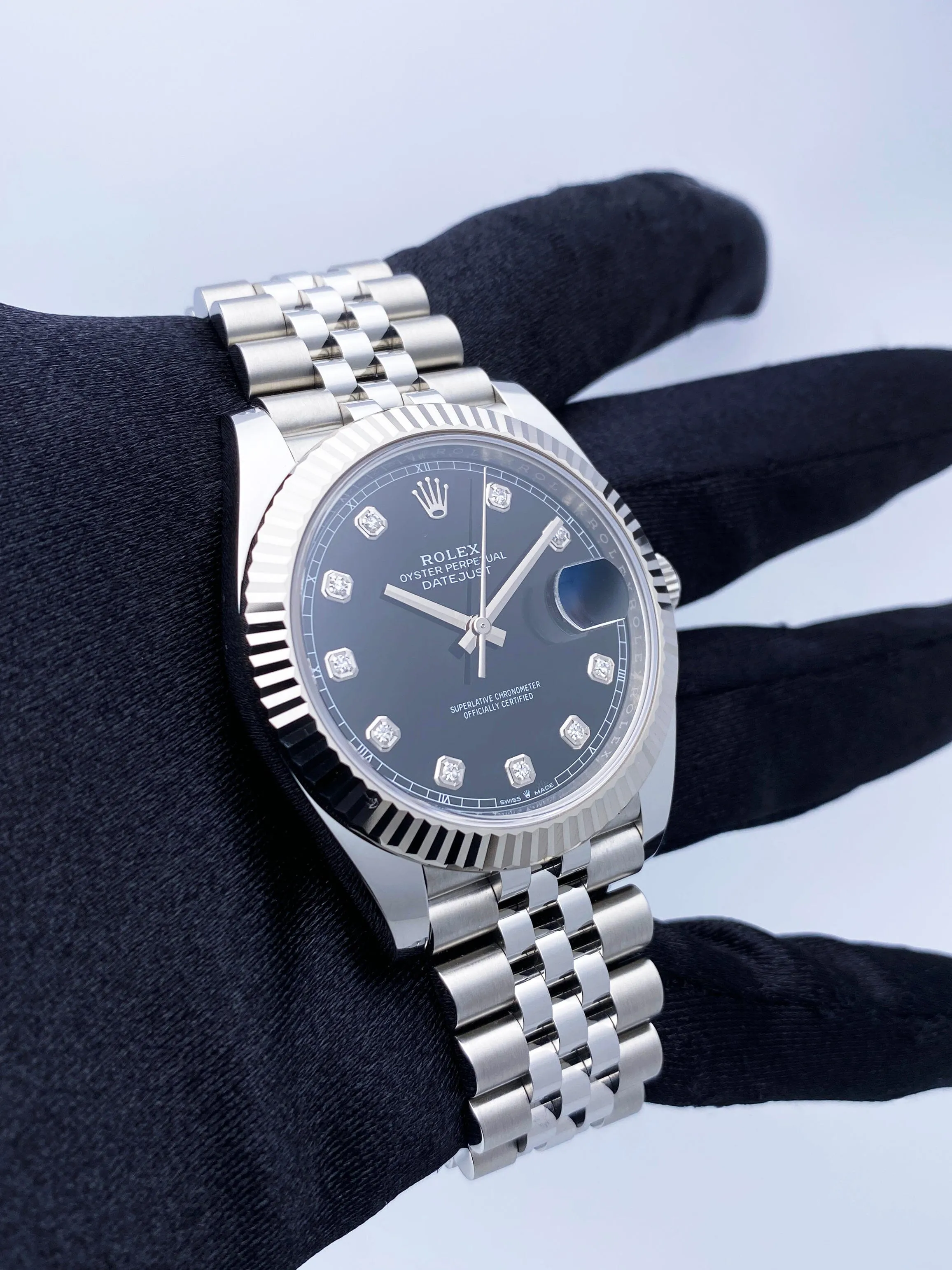 Rolex Datejust 41 126334 Black Diamond Dial Mens Watch Box Papers