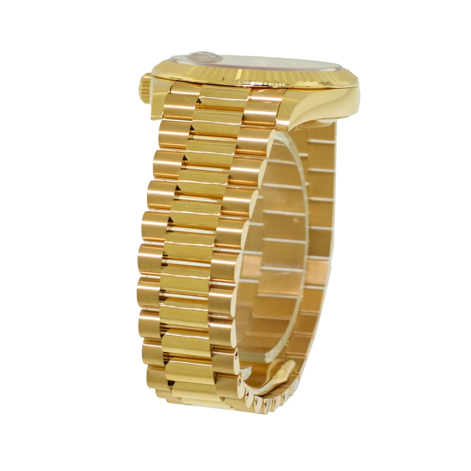 Rolex Day-Date 40mm Yellow Gold Green Ombre Roman Dial & Fluted Bezel 228238